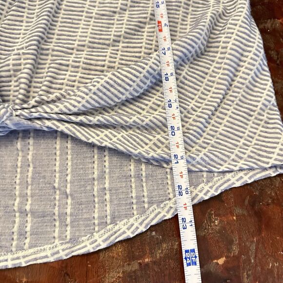W5  Anthropologie Blue White  Striped Front Knotted Cap Sleeve  XL C13 - Picture 4 of 6